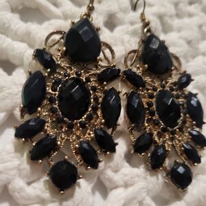 Chic Black and Gold Statement Earrings